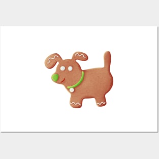 Gingerbread dog for christmas greeting cards Posters and Art